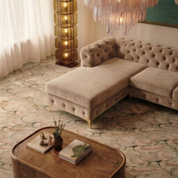 Monaco Chesterfield 3 Seater Chaise Sofa Mink Velvet L Shaped Corner Chaise- Left Hand Deep Buttoned Upholstery Couch Lounge - thumbnail 4