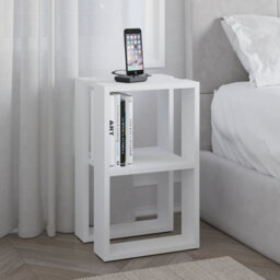 Decortie Lonie Modern Slim Bedside Table Nightstand 34Cm Bedroom White H 55Cm - thumbnail 1