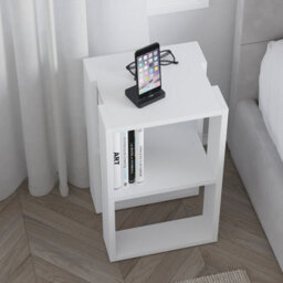 Decortie Lonie Modern Slim Bedside Table Nightstand 34Cm Bedroom White H 55Cm - thumbnail 8