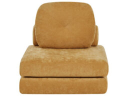Wyld And Coco Convertible 1-Seater Sofa Pouffe Bed In Mustard Chenille, Compact Single Sofa-To-Bed - thumbnail 3