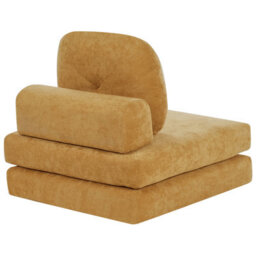 Wyld And Coco Convertible 1-Seater Sofa Pouffe Bed In Mustard Chenille, Compact Single Sofa-To-Bed - thumbnail 6