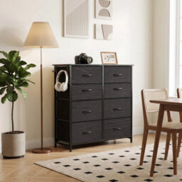 Fabric Chest Of Drawers, 8 Drawer Dresser For Bedroom, Black - thumbnail 3