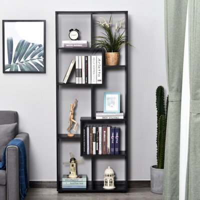 Homcom Multipurpose 8-Grid Bookshelf Decorative Shelf, Bathroom, Kitchen Black - image 1