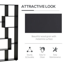 Homcom Multipurpose 8-Grid Bookshelf Decorative Shelf, Bathroom, Kitchen Black - thumbnail 5