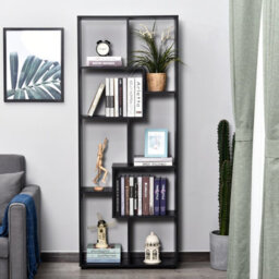 Homcom Multipurpose 8-Grid Bookshelf Decorative Shelf, Bathroom, Kitchen Black - thumbnail 1