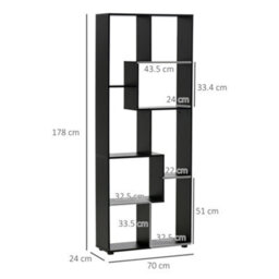 Homcom Multipurpose 8-Grid Bookshelf Decorative Shelf, Bathroom, Kitchen Black - thumbnail 3
