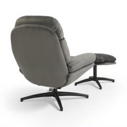Velvet Dark Grey Brenna Swivel Armchair With Footstool - thumbnail 5