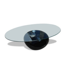 Walplus Coffee Table With Oval Glass Top High Gloss Black - thumbnail 2