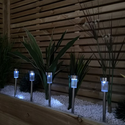 Samuel Alexander 36Cm Set Of 10 Stainless Steel Garden Solar Path Lights With White Leds - image 1