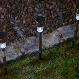 Samuel Alexander 36Cm Set Of 10 Stainless Steel Garden Solar Path Lights With White Leds - thumbnail 5