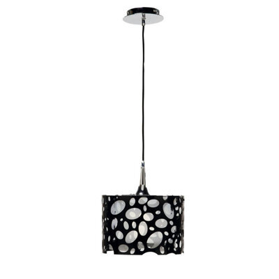 Luminosa Lighting Luminosa Lupin Pendant E27, Gloss Black/white Acrylic/polished Chrome, Cfl Lamps Included - image 1