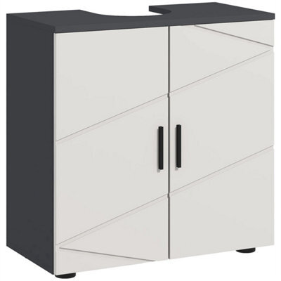 Bathroom Vanity Unit, Pedestal Sink Cabinet With Shelf, Light Grey - image 1