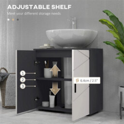 Bathroom Vanity Unit, Pedestal Sink Cabinet With Shelf, Light Grey - thumbnail 5
