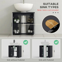 Bathroom Vanity Unit, Pedestal Sink Cabinet With Shelf, Light Grey - thumbnail 6