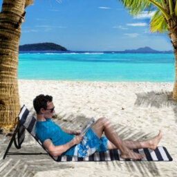 Outsunny Garden Beach Chair Mat, Sun Lounger Seats With Adjustable Back - thumbnail 1