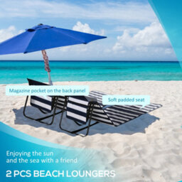 Outsunny Garden Beach Chair Mat, Sun Lounger Seats With Adjustable Back - thumbnail 4