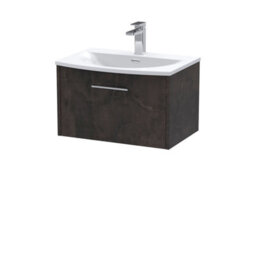 Hudson Reed Juno Wall Hung 1 Soft Close Drawer Vanity Unit With Curved 1 Tap Hole Basin In Metallic Slate Finish, 610mm - thumbnail 5