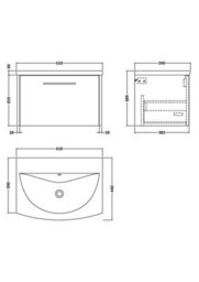 Hudson Reed Juno Wall Hung 1 Soft Close Drawer Vanity Unit With Curved 1 Tap Hole Basin In Metallic Slate Finish, 610mm - thumbnail 7