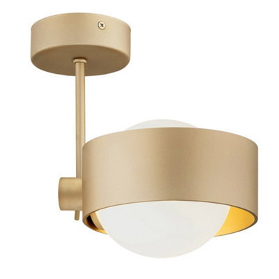 Luminosa Lighting Luminosa Massimo Plus Outdoor Globe Ceiling Light Opal Matt, Gold Ip44 - image 1