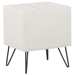 Beliani Bedside Table In Warm White Faux Leather With Hairpin Legs, 48 X 41 X 56 Cm - thumbnail 4
