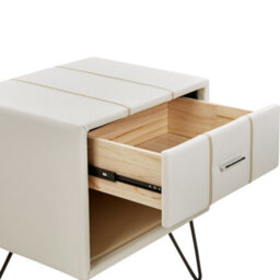 Beliani Bedside Table In Warm White Faux Leather With Hairpin Legs, 48 X 41 X 56 Cm - thumbnail 5