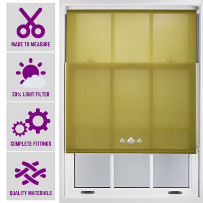 FURNISHED Roller Blind With Triple Diamond Eyelet - Made To Measure Green Roller Blind (W)90Cm X (L)210Cm - image 1