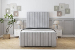 "Sloomy Madison Silver Naples Bed Frame With Mattress With 50"" Upholstered Headboard 3' Single" - thumbnail 1