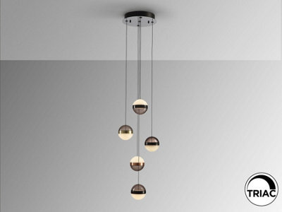 Luminosa Lighting Luminosa Orbes Cluster Pendant Ceiling 5 Light Black, Copper, Brass Led 3000K - Uk Stock - image 1