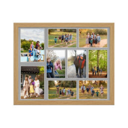 AK Frames 20X16 Light Oak Modern Multi Photo Frame With Silver Mount - Holds 9 Apertures (2X) 7X5, (7X) 6X4 Photos - thumbnail 1