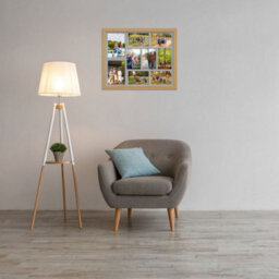 AK Frames 20X16 Light Oak Modern Multi Photo Frame With Silver Mount - Holds 9 Apertures (2X) 7X5, (7X) 6X4 Photos - thumbnail 3