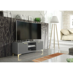Tv Unit Tide Crest 120Cm - Dark Grey & Gold - thumbnail 5