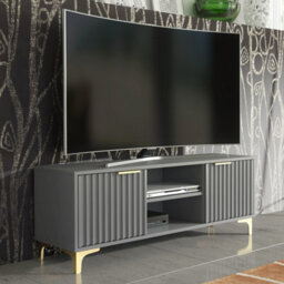 Tv Unit Tide Crest 120Cm - Dark Grey & Gold - thumbnail 4