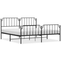 Berkfield Metal Bed Frame Without Mattress With Footboard Black 193X203Cm - thumbnail 2