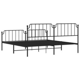 Berkfield Metal Bed Frame Without Mattress With Footboard Black 193X203Cm - thumbnail 7