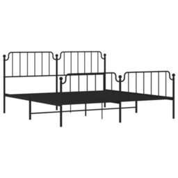 Berkfield Metal Bed Frame Without Mattress With Footboard Black 193X203Cm - thumbnail 4