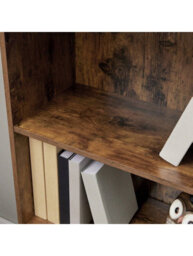 LEDREM Rustic Bookcase 3 Tier Storage Shelf With Doors For Books, Photos, Decorations In Living Room, Office, Bookcase - thumbnail 7