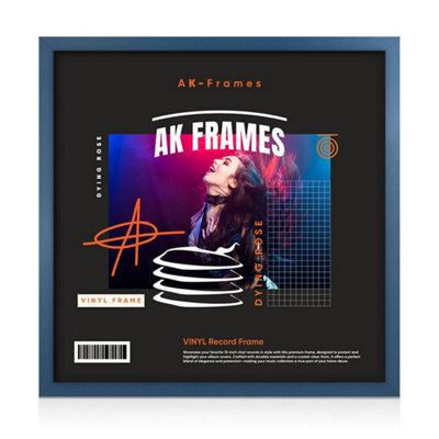 "12X12""  Navy Blue Sleek Vinyl Record Frame For 12 Inch Lp Album Covers - Elegant Wall Display - Ak Frames" - image 1