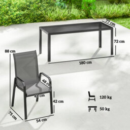 Outsunny 9 Pieces Patio Dining Set With Stackable Chairs, Dark Grey - thumbnail 3
