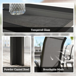 Outsunny 9 Pieces Patio Dining Set With Stackable Chairs, Dark Grey - thumbnail 5