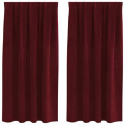 Berkfield Blackout Curtains With Top Tape 2 Pcs Wine Red Velvet - thumbnail 2