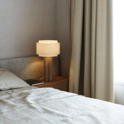Nordlux Takai Marble Table Lamp Brushed Brass Brown,mains - thumbnail 1
