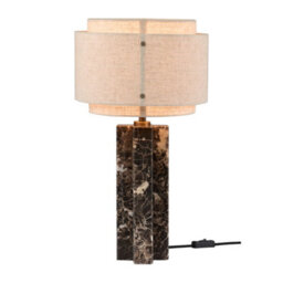 Nordlux Takai Marble Table Lamp Brushed Brass Brown,mains - thumbnail 2