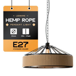 30Cm Vintage Ceiling Pendant Light With Chain Industrial Loft Hemp Rope E27 Holder Retro Lamp - thumbnail 6