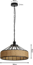 30Cm Vintage Ceiling Pendant Light With Chain Industrial Loft Hemp Rope E27 Holder Retro Lamp - thumbnail 5