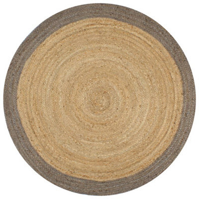 Berkfield Handmade Rug Jute With Grey Border 120 Cm