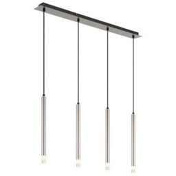 Luminosa Lighting Luminosa Ryan Bar Pendant Ceiling Light Nickel Matt 4X G9 - thumbnail 1