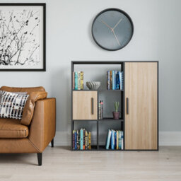 Decorotika Ridge 4 Shelves And Two Cabinets Bookcase Anthracite & Oak - thumbnail 2