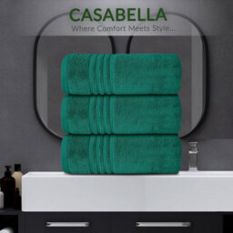 Casabella Towels 3 Pack Bath Sheets Large Bath Towel 80X140 Cm 100% Zero-Twist Cotton Highly Absorbent Towels Jade - thumbnail 7
