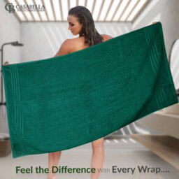 Casabella Towels 3 Pack Bath Sheets Large Bath Towel 80X140 Cm 100% Zero-Twist Cotton Highly Absorbent Towels Jade - thumbnail 5