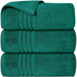 Casabella Towels 3 Pack Bath Sheets Large Bath Towel 80X140 Cm 100% Zero-Twist Cotton Highly Absorbent Towels Jade - thumbnail 1